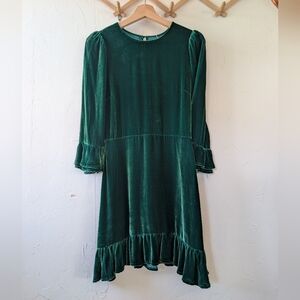 Reformation Mountain Green Velvet Dress Size 4 Silk Blend